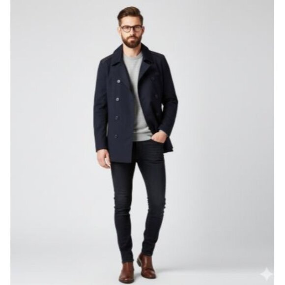 Lacoste Mens Blue Repellant Over Coat  Zip Away Hood BH1525 XL - Picture 1 of 16